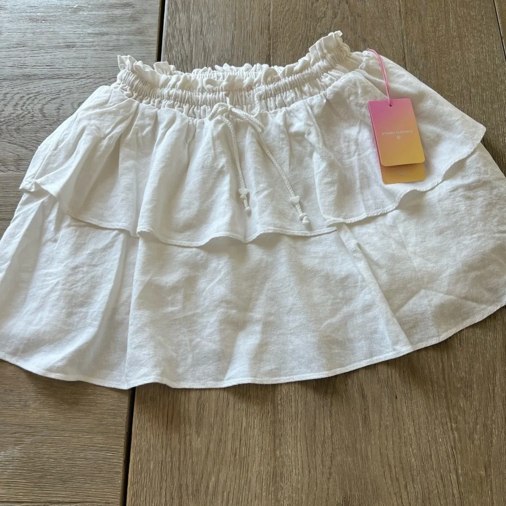 NEW NWT Stoney Clover lane by Target ruffle linen white skirt size XS